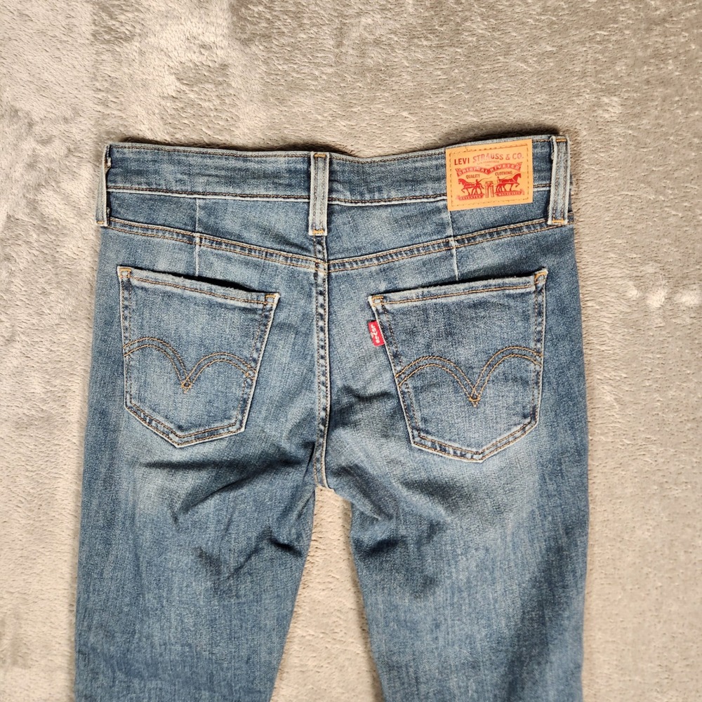 Levi's 721 Jeans Women's W27 Blue High Rise Skinny Medium Wash Distressed - Picture 12 of 14